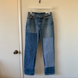B Sides patchwork straight leg denim